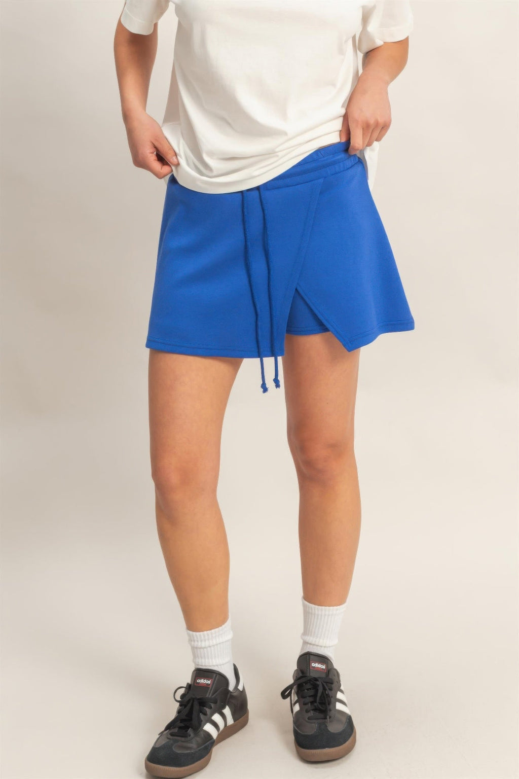 Wrap Front Elastic Waist Skort